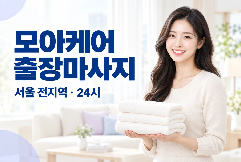 모아케어 출장마사지, 서울 전지역 24시 안내와 밝은 여성 모델